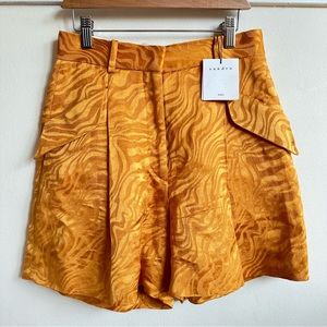 NWT Sandro Orsino Gold Satin Jacquard Shorts